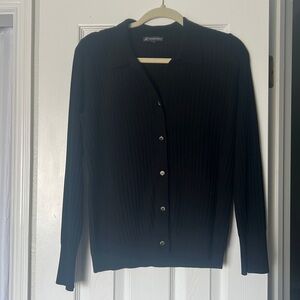 Adrianna Papell black button up sweater blouse
